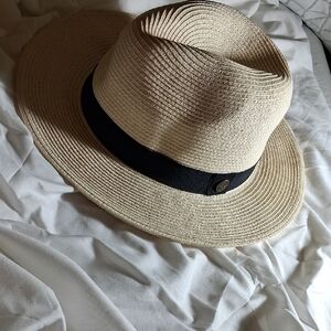 Stylish Cream Fedora Hat with Black Band